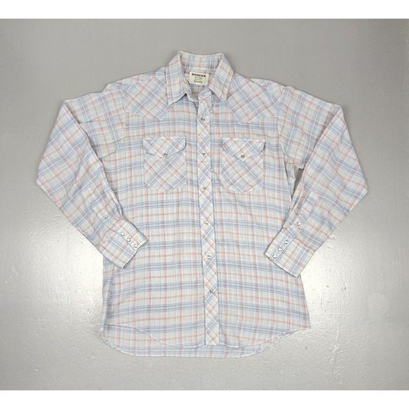 Vintage Ruddock Bros Western Shirt Mens XL White Plaid Pearl Snap VTG USA Made - Picture 1 of 8